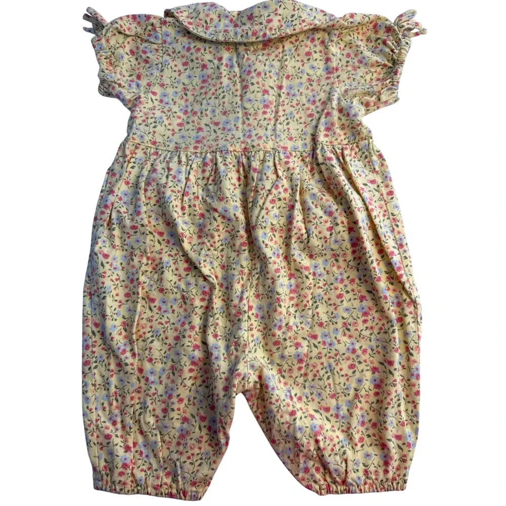 Vintage 90s BabyGap Floral Peter Pan Collared Bubble Romper 3-6 month Girls